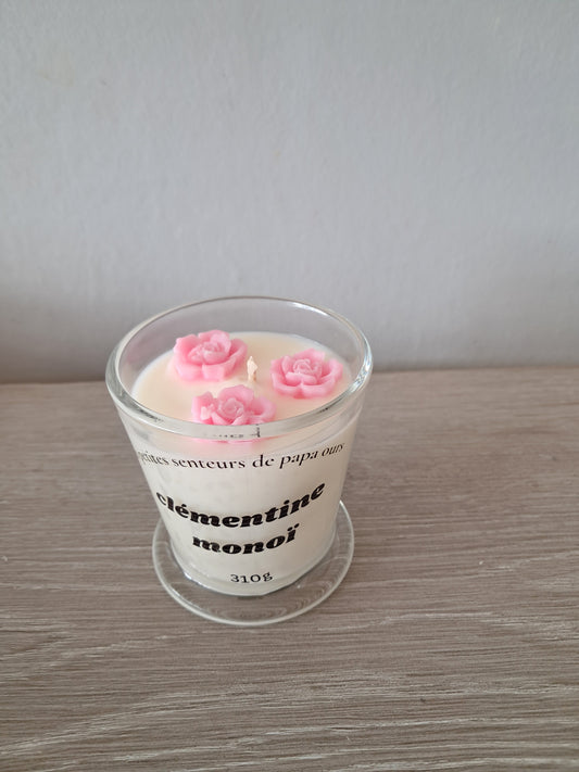 Bougie parfumé avec une rose