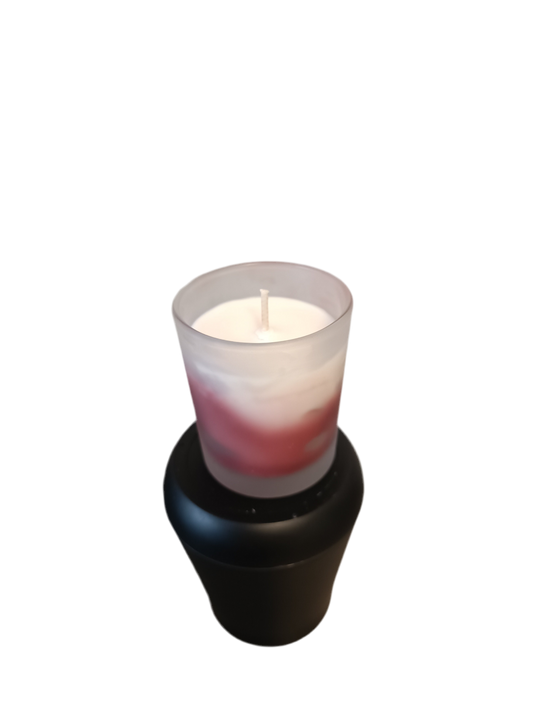 Bougie en verre givré marbrée*